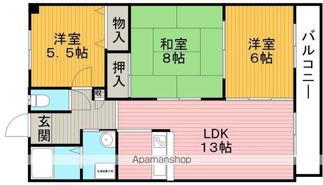 サンライズ豊中(3LDK/1階)の間取り写真