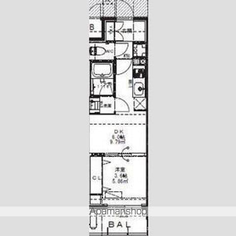 ALIVIS九条(1DK/11階)の間取り写真