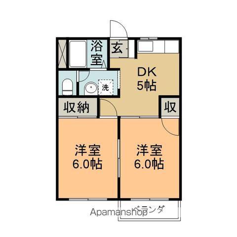 ヴィラクレストA棟(2K/1階)の間取り写真