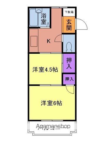 プレアール茶屋町(2K/1階)の間取り写真