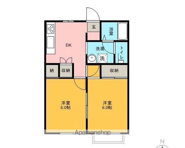 フレグランスホープフル(2DK/1階)の間取り写真