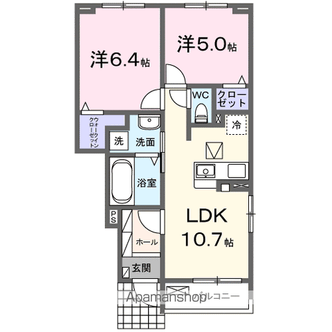 サンテールⅤ(2LDK/1階)の間取り写真