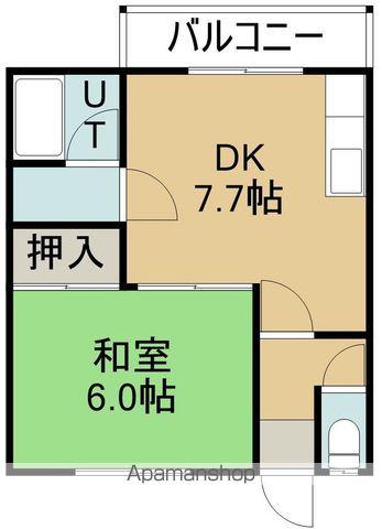 田辺マンション(1DK/2階)の間取り写真