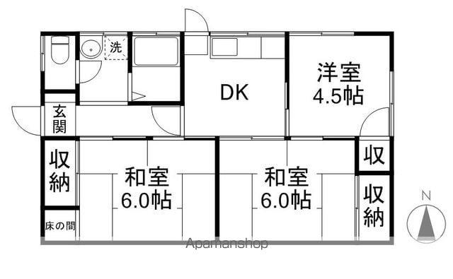 信越本線 篠ノ井駅 徒歩15分 1階建 築38年(3K)の間取り写真