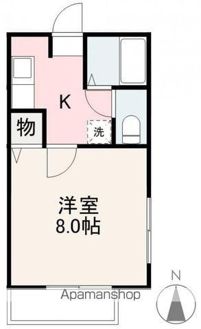 アムール鬼無Ⅱ(1K/2階)の間取り写真