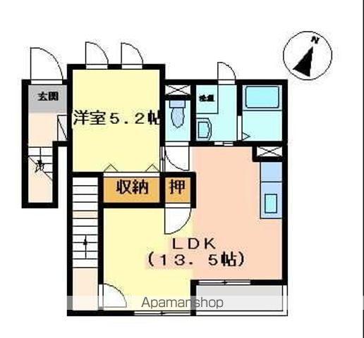 ルフラン(1LDK/2階)の間取り写真
