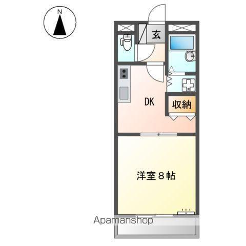 プリッツパレス(1DK/2階)の間取り写真