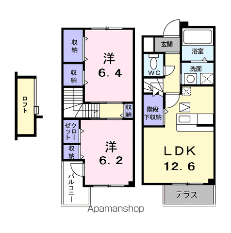 カメーリア1番館(2LDK/1階)の間取り写真