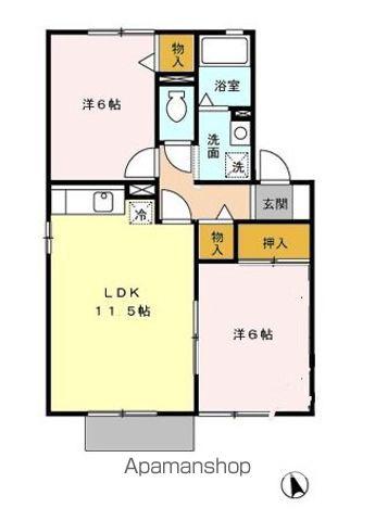 セジュールすみれA棟(2LDK/1階)の間取り写真