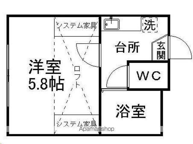 ベルシオン仙台第4(1K/1階)の間取り写真