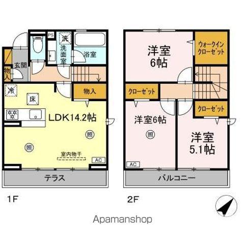 セレシア D棟(3LDK/1階)の間取り写真