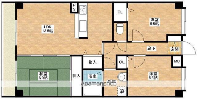 カルム長堀(3LDK/2階)の間取り写真