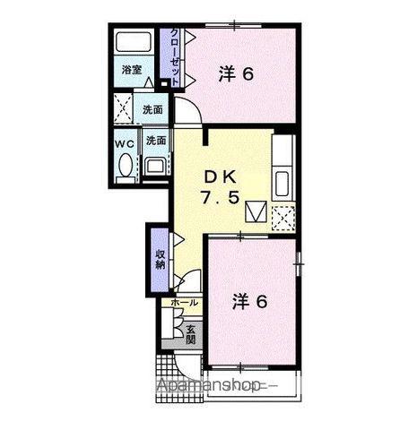 アンダンテA(2DK/1階)の間取り写真