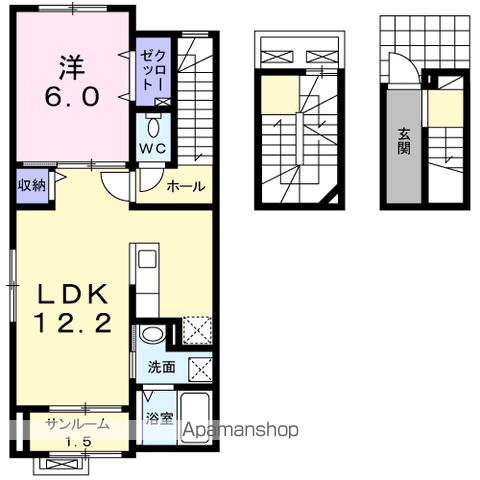 カレントレジデンス女池Ⅰ(1LDK/3階)の間取り写真