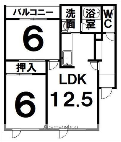 キャスターヴィレッジサウスウイング(2LDK/3階)の間取り写真