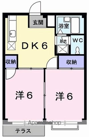 グリーンハイム金子A(2DK/1階)の間取り写真