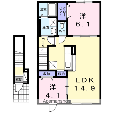 道南いさりび鉄道 七重浜駅 徒歩8分 2階建 築14年(2LDK/2階)の間取り写真