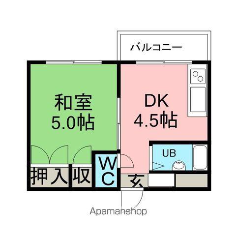 クラークハイツ(1DK/4階)の間取り写真