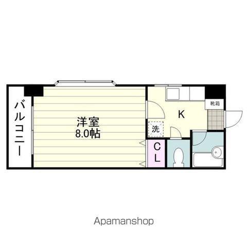 トレーン・ベル郡元(1K/1階)の間取り写真