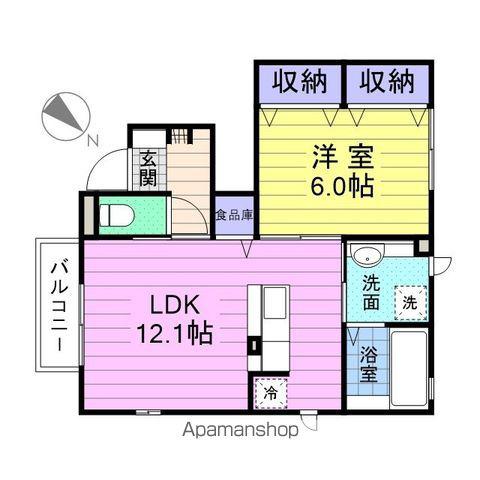 グリーンコート浮島A(1LDK/1階)の間取り写真