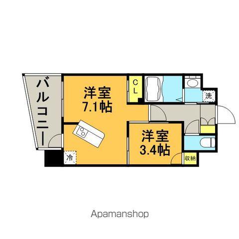 リアンシエルブルー東比恵2(1LDK/6階)の間取り写真