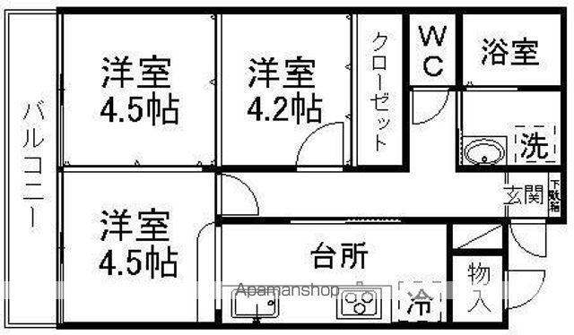 荒巻ハイツA棟(3K/3階)の間取り写真
