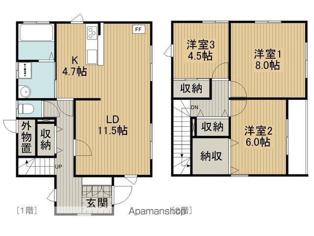 中央本線 下諏訪駅 徒歩35分 2階建 築21年(3LDK)の間取り写真
