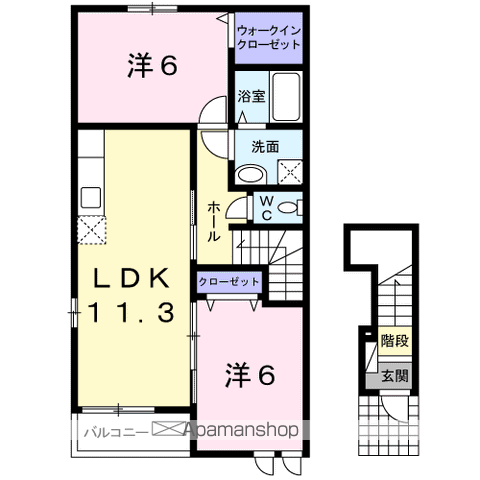 ライツシュティルA(2LDK/2階)の間取り写真
