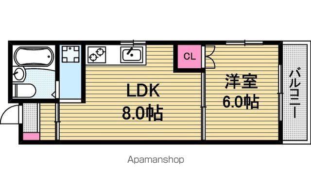 ヴェルデウエイチ(1LDK/4階)の間取り写真