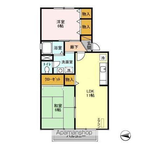 ドリームシティB(2LDK/1階)の間取り写真