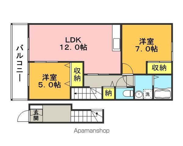 フォーシーズンズ香椎 C棟(2LDK/2階)の間取り写真