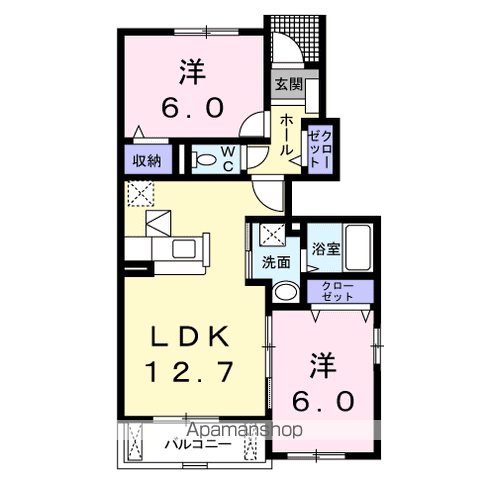 デスパシオ2(2LDK/1階)の間取り写真