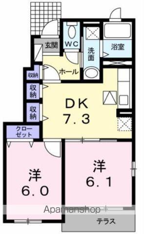 グランドゥールソフィアⅠ(2DK/1階)の間取り写真