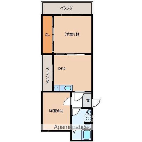 フルータ3F(2DK/2階)の間取り写真