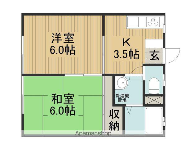 パナハイツF(2K/1階)の間取り写真