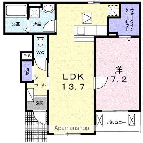 シュティル ピアッツァ Ⅱ A(1LDK/1階)の間取り写真