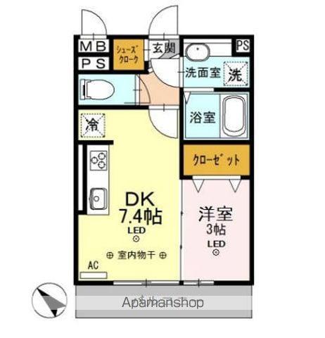 S.エテルネル(1DK/2階)の間取り写真