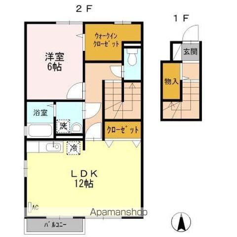 ルーチェ2(1LDK/2階)の間取り写真