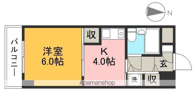 アルファ上町(1K/4階)の間取り写真