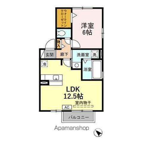 アドニス・フラット A/B(1LDK/2階)の間取り写真