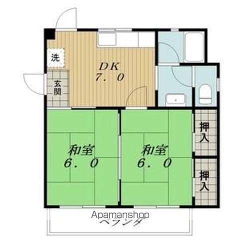 コーポ大島(2DK/3階)の間取り写真