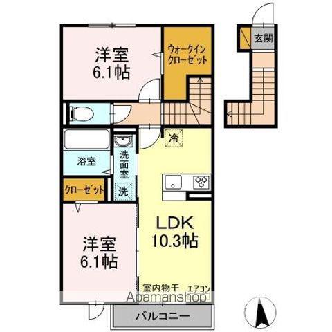 イースト・ヴィラ Ⅱ(2LDK/2階)の間取り写真