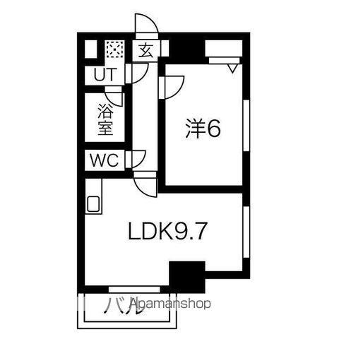 グランシェーヌ八幡(1DK/7階)の間取り写真