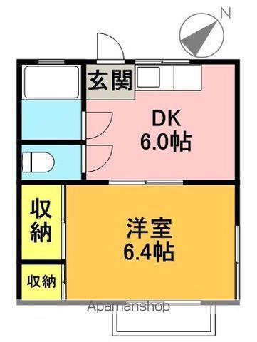 ニューグロテックハイツ(1DK/2階)の間取り写真