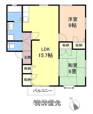 サニーコート(2LDK/2階)の間取り写真