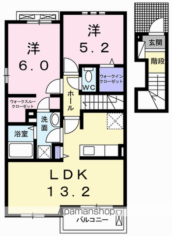 グランハピネス Ⅳ(2LDK/2階)の間取り写真