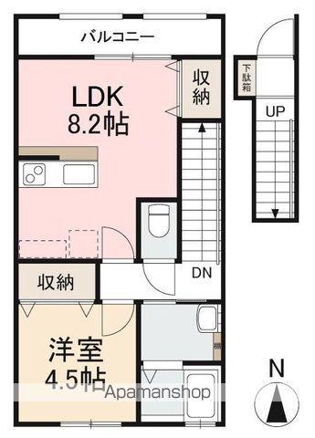HYOーDORU木太町A・B(1LDK/2階)の間取り写真