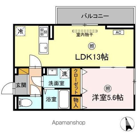 サンライズガーデンさくら(1LDK/3階)の間取り写真