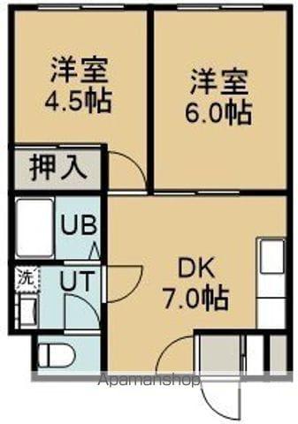 メゾンパティオ花園(2DK/2階)の間取り写真