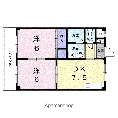 レジデンス家久(2DK/2階)の間取り写真